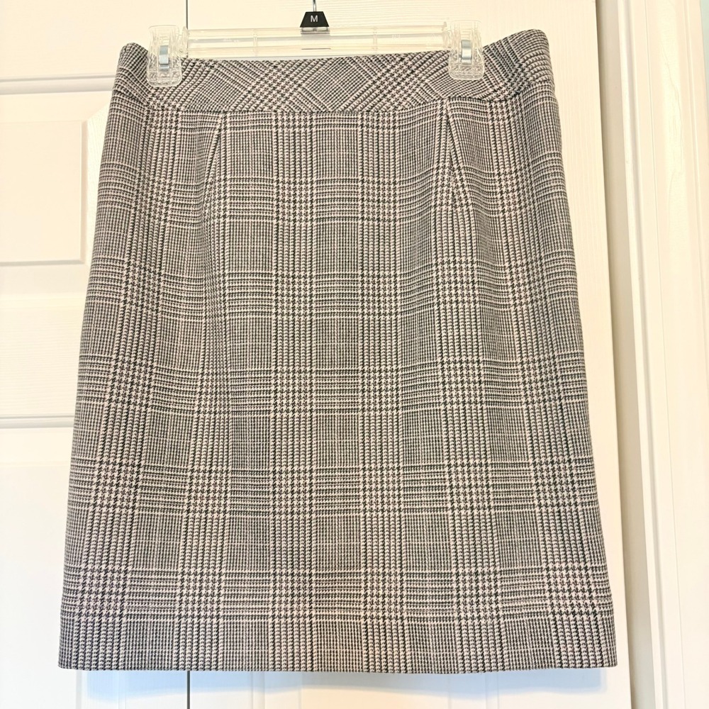 Brooks Brothers 346 Womens Tweed Metallic Pencil Skirt Black White Size 10 20870
